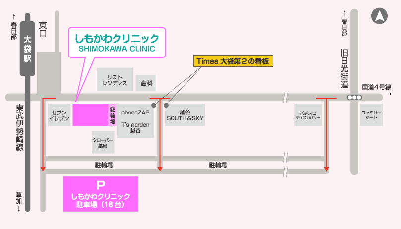 地図｜越谷市,越谷,内科・小児科｜しもかわクリニック